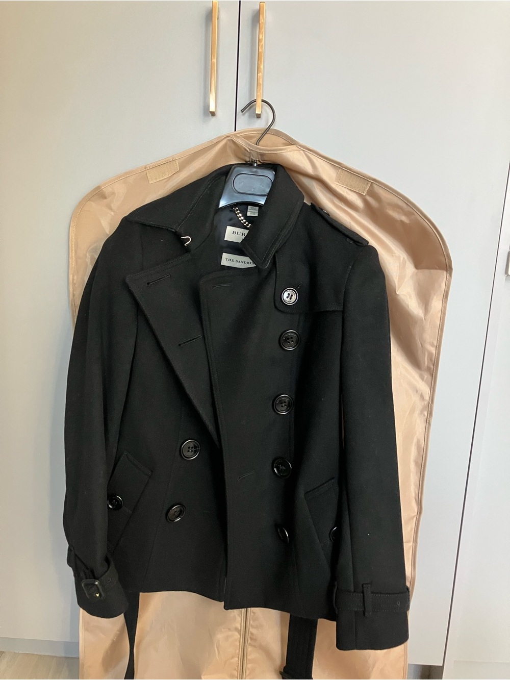 Burberry THE SANDRINGHAM Black Double-Breasted Peacoat